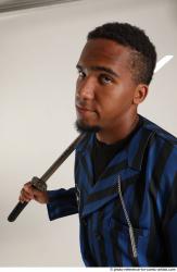 Man Adult Average Black Fighting with sword Standing poses Casual